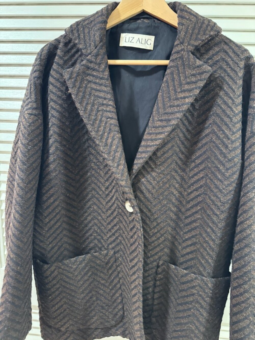 Liz Alig Portuguese Wool Pieper Coat – Brown/Black Herringbone (M) - Picture 14 of 16
